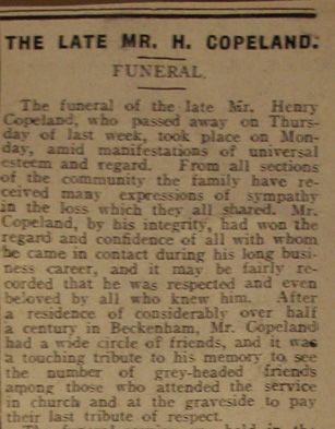 Henry Copeland obituary first paragraph